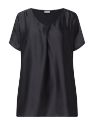 T-shirt PLUS SIZE z kontrafałdą  od Samoon Niebieski - 47