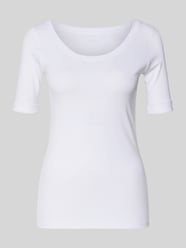 t-shirt z zakładką na rękawach i okrągłym dekoltem od Marc Cain - 36