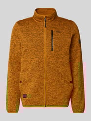 Regular fit gebreid jack in gemêleerde look met opstaande kraag van camel active - 22
