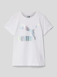 T-shirt met labelprint, model 'CLASSICS' van Puma Wit - 4