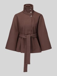 Loose fit poncho met bindceintuur model 'AIKEN' van PIECES - 4