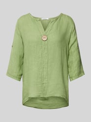 Linnen blouse in kreuklook, model 'Ab44ril' van ZABAIONE Groen - 26