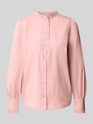 Bluse mit Rüschenkragen und abgerundetem Saum von MORE & MORE Pink - 19