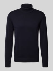 Rollkragenpullover mit Woll-Anteil und Label-Stitching von Christian Berg Men Blau - 4