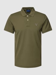 Regular fit poloshirt met labelstitching van Gant Groen - 46