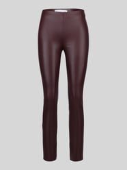 Slim fit kunstleren broek van viscosemix model 'RESA' van Raffaello Rossi Bordeaux - 8