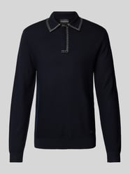 Slim Fit Poloshirt mit Strukturmuster von Emporio Armani Blau - 27