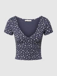 Cropped T-Shirt mit floralem Allover-Muster von Review Blau - 15