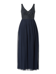 Abendkleid aus Tüll mit Zierperlen Modell 'Kreshma' von LACE & BEADS Blau - 27