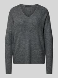 Sweter z dzianiny o kroju regular fit z dekoltem w serek model ‘CREWLEFILE’ od Vero Moda - 16