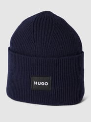 Beanie mit Label-Applikation Modell 'Xaff' von HUGO Blau - 13