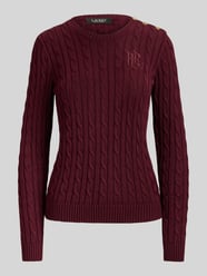 pullover in slim fit van katoen- en viscosemix van Lauren Ralph Lauren Bordeaux - 3