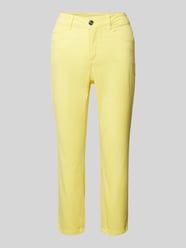 Slim fit jeans met verkort model van Oui Geel - 13