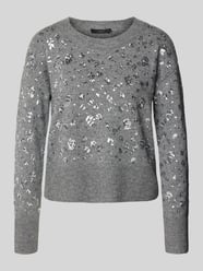 Wollen pullover met extra brede schouders van Oui Grijs / zwart - 5