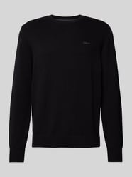 Regular Fit Strickpullover aus reiner Baumwolle mit Label-Stitching von s.Oliver RED LABEL Schwarz - 8