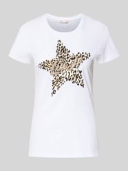 T-shirt z nadrukiem z logo i obszyciem ozdobnymi kamieniami od Liu Jo White - 17