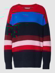 Gebreide pullover in colour-blocking-design, model 'VIBRANT STRIPE' van Tommy Hilfiger Blauw / turquoise - 36