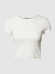 Cropped T-Shirt mit Muschelsaum von Tom Tailor Denim - 10