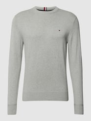 Strickpullover mit Logo-Stitching Modell 'PIMA' von Tommy Hilfiger Grau / Schwarz - 38