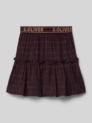 Uitlopende viscose rok met ruitmotief en glitterdetails van s.Oliver RED LABEL Bordeaux - 6