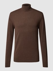 Gebreide pullover met opstaande kraag, model 'BERG' van Selected Homme Bruin - 18