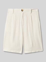Szorty lniane o kroju regular fit z zakładkami w pasie od Blue Effect - 19