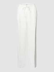 Linnen broek met bandplooien van Esprit Wit - 15