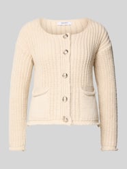 Gebreid jack met ronde hals, model 'Da44lia' van ZABAIONE Beige - 9