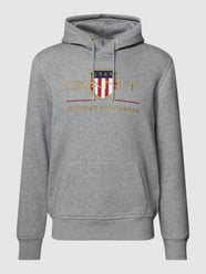 Hoodie met labelstitching, model 'Archiv Shield' van Gant Grijs / zwart - 30