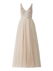 Abendkleid aus Tüll mit Strasssteinen von Unique Beige - 33