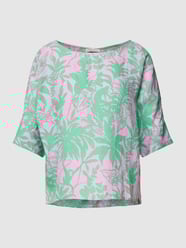 Blouseshirt van linnen met all-over motiefprint van Christian Berg Woman Groen - 12