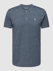 T-Shirt in Melange-Optik Modell 'Granddad' von NO EXCESS Blau - 7