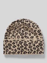 Mütze aus Schurwolle-Kaschmir-Mix mit Animal-Print von UNIO HAMBURG Beige - 14