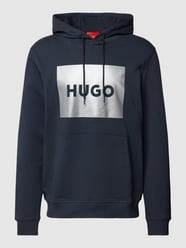 Hoodie mit Label-Print Modell 'Duratschi' von HUGO Blau / Türkis - 29