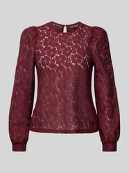 Regular fit shirt met lange mouwen en gebloemd kant van Pieces Rood - 12