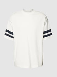 Oversized T-Shirt mit Kontraststreifen von Tom Tailor Denim Weiß - 9