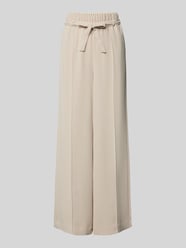 Wide Leg Stoffhose mit Bindegürtel von comma Beige - 18