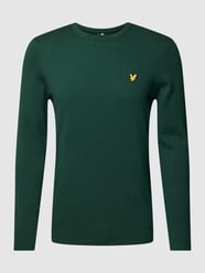 Sweter z dzianiny z naszywką z logo model ‘Merino’ od Lyle & Scott Zielony - 21