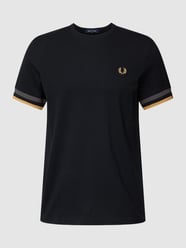 T-Shirt mit Strukturmuster von Fred Perry Schwarz - 36