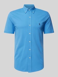 Freizeit-Hemd mit Polokragen und unifarbenem Design von Polo Ralph Lauren Blau - 30