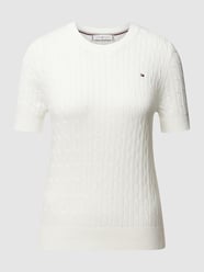 Strickbluse mit Rundhalsausschnitt Modell 'MINI CABLE' von Tommy Hilfiger Weiß - 39