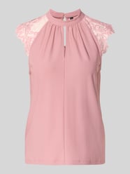 Regular Fit Kurzarmbluse mit semitransparenter Besatz Modell 'MILLA' von VERO MODA Pink - 19