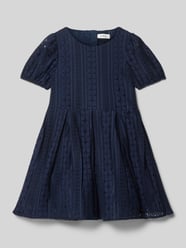 Kurzes Spitzenkleid mit elastischen Bündchen an den Ärmeln von s.Oliver RED LABEL Blau - 32