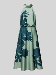Sukienka midi w kwiatowe wzory od V by Vera Mont Zielony - 19
