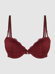 Biustonosz push up z koronki model ‘Nikoletta’ od LASCANA Bordowy - 42