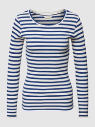 Shirt met lange mouwen in riblook, model 'Sakiko' van Part Two Blauw - 47