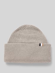 Czapka beanie z detalem z logo model ‘Laura’ od BOSS Brązowy - 39