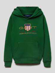 Hoodie mit Label-Stitching von Gant Blau - 29
