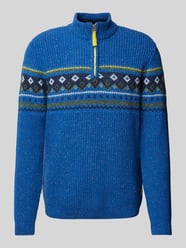 Wollpullover mit gerippten Abschlüssen von RAGMAN Blau - 24