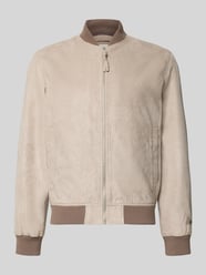 Bomberjacke in Leder-Optik mit Stehkragen von JACK & JONES Beige - 30